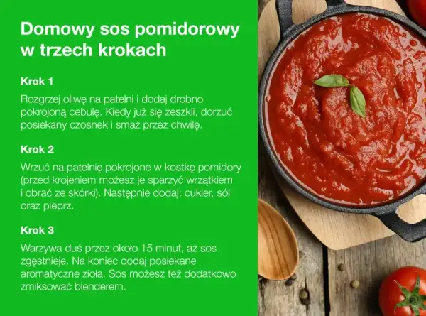 Gęsty, domowy sos pomidorowy z bazylią, idealny do makaronu. Przygotowany w trzech prostych krokach.